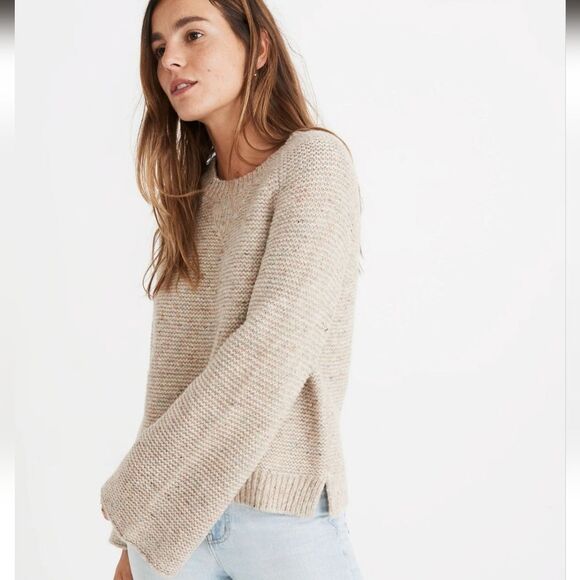 Madewell Flecked Wide-Sleeve Pullover Sweater Size XXS - Picture 2 of 10
